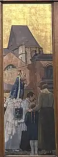 Alfred Martin, triptyque de La Vierge du pont des Arches, 1926 (panneau droit ; photographie de novembre 2024), Liège, collégiale Saint-Denis.