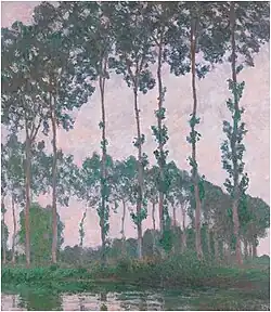 "Poplars on the Banks of the River Epte, Overcast Weather" (1891) by Claude Monet - Sotheby's sale (W1299)
