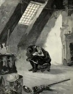 Sara et sa poupée dans la mansarde. Illustration de Reginald B. Burch, 1888.