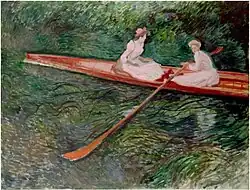 "La Barque rose" (1890) scène représentant Suzanne et Blanche Hoschedé. Musée Pola (Hakone). Claude Monet (W 1249)