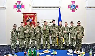 Avec les étudiants du lycée militaire Ivan Bohun en 2014.