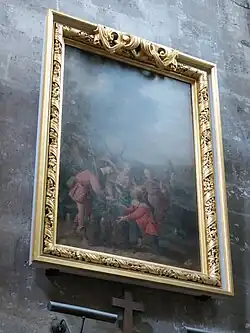 Photo du tableau « Les pêcheurs » surmontant le confessionnal