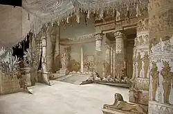 « Le temple d'Isis », maquette de décor en volume pour l'acte III de Moïse en Égypte (Rossini), Édouard Desplechin (1863).
