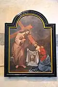 Sainte Véronique accompagnant le Christ jusqu'au calvaire.