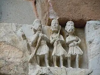 Détail du linteau : arrestation de Jésus.