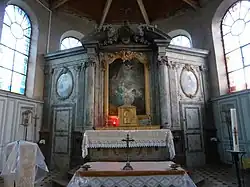 Maître-autel avec peinture sur toile du retable : Adoration des bergers.