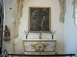 L'autel et le tableau de l'apparition de la Vierge Marie à Anglèze de Sagazan.