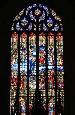 Couronnement de la Vierge (verrière 17), atelier E. Denis.