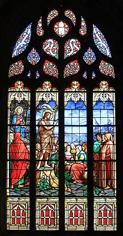 Saint Jean-Baptiste prêchant (verrière 15), atelier E. Denis, Nantes, 1881.