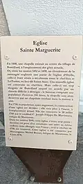 Plaque historique de l'église à Orelle.