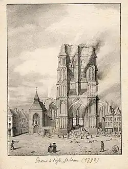 Église Saint-Étienne en feu.