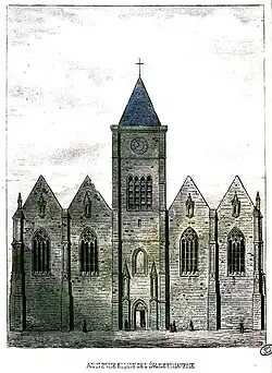 L’église Saint-Maurice vers 1860.