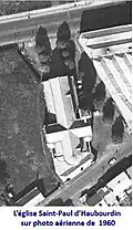 Église Saint-Paul sur photo aérienne de 1960