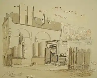 Église de la Merci en démolition en 1877 (dessin d’Adolphe Chauvet).