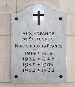 Plaque aux enfants morts de Suresnes.