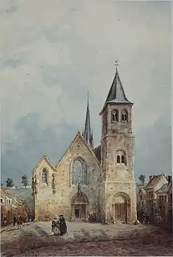Aquarelle de l'église st Hilaire, 1846.