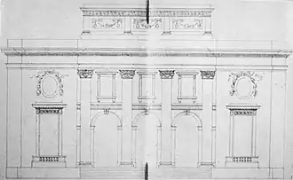 Elévation du château de Chaville, du côté de la perspective, Étienne-Louis Boullée, AN. Vers 1764.