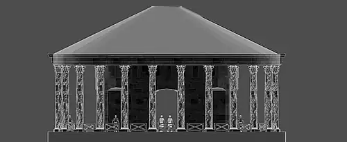 Proposition de restitution de l'élévation extérieure de la Cenatio rotunda