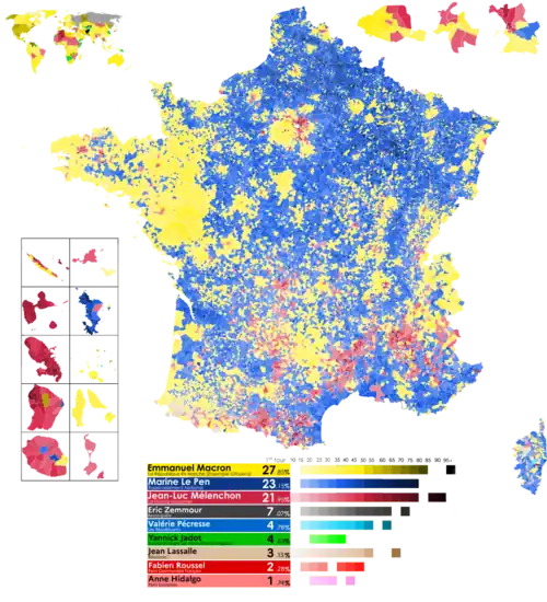 Résultats par communes et circonscription consulaires du 1er&nbsp;tour.