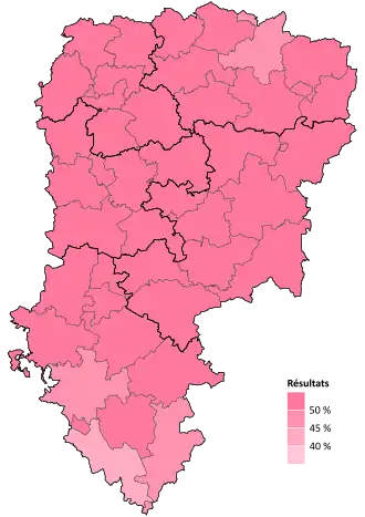 Résultats électoraux de la gauche parlementaire au premier tour par canton.