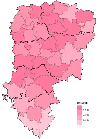 Résultats électoraux de la gauche parlementaire au premier tour par canton.