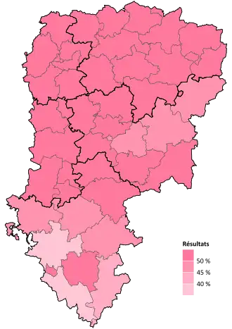 Résultats électoraux de la gauche parlementaire au premier tour par canton.
