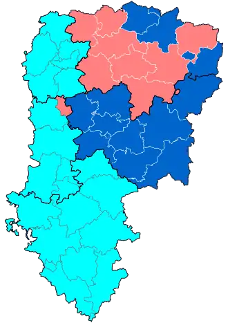 Nuance politique des candidats arrivés en tête dans chaque canton au 2e tour dans le département de l'Aisne.