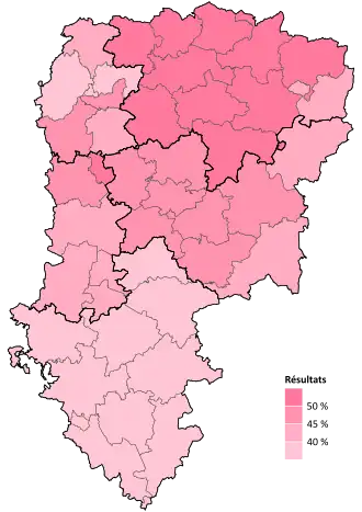 Résultats électoraux de la gauche parlementaire au premier tour par canton.