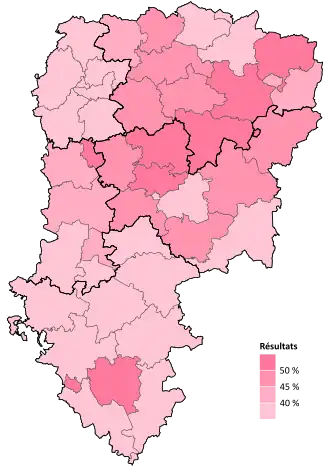 Résultats électoraux de la gauche parlementaire au premier tour par canton.