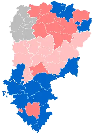 Nuance politique des candidats arrivés en tête dans chaque canton au 2e tour dans le département de l'Aisne.