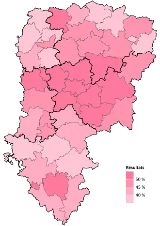 Résultats électoraux de la gauche parlementaire au premier tour par canton.