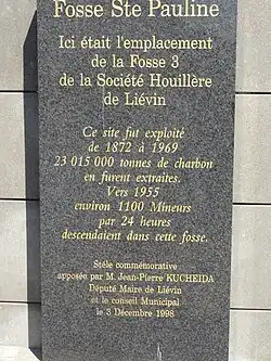 Stèle commémorant la fosse Sainte Pauline.