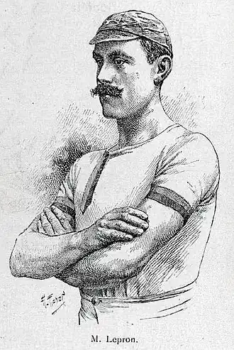 Émile Lepron vers 1895 (champion de la Marne de 1888 à 1894, de la Seine en 1889 et 1892, et de France en 1890, 1892 et 1893, en skiff);