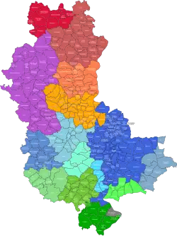 Carte du des intercommunalités du Rhône en 2014.