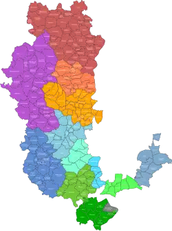 Carte des intercommunalités du Rhône en 2017.