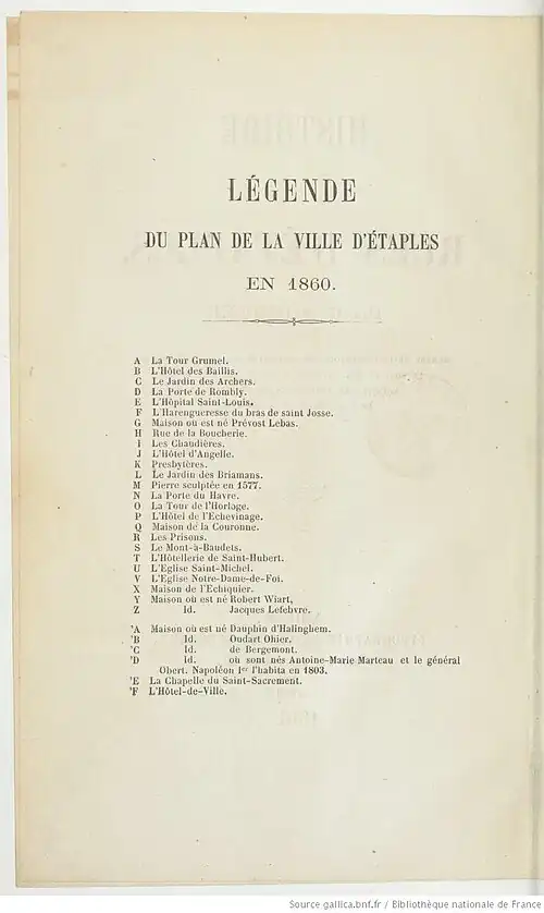 Légende du plan.