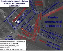 Évolution de la place des Buisses et de ses alentours depuis 1932