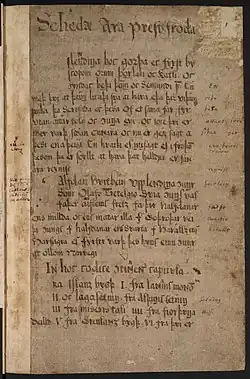 Vieux manuscrit écrit en vieux norrois.