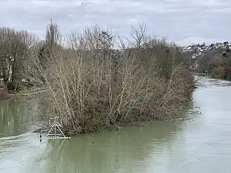 L'île vue depuis le pont de Chennevières.