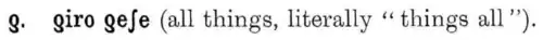 Exemple de transcription de mots ndau, [ƍiro ƍeʃe] (ciro ceshe), avec ƍ dans Jones 1911.