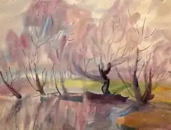 «Arbres, lac», (47.5×36, 1960)