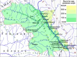 Carte de la position de la ville par rapport au raïon de Ienisseïsk
