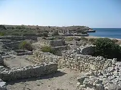 Ruines à Chersonèse et les rives de la mer Noire.