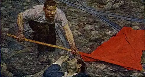 Le drapeau appartient au triptyque Communistes, 1960.