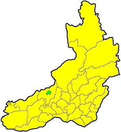 Carte de la position de la ville en vert au sein du kraï de Transbaïkalie