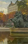 La Fontaine de l'Observatoire, Paris, 1909. Peinture à l'huile sur toile, 81x54 cm.