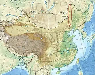 Carte de localisation du Grand Khingan en Chine.