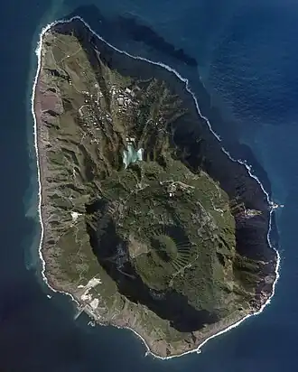 Vue aérienne de l'île.