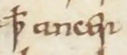 Le vieil anglais ‹&nbsp;ꝥ ancer&nbsp;› (þæt ancer) dans le Livre de Verceil.