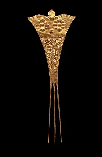 Épingle à cheveux en or de la tombe du roi Muryeong, VIe siècle, (Corée).